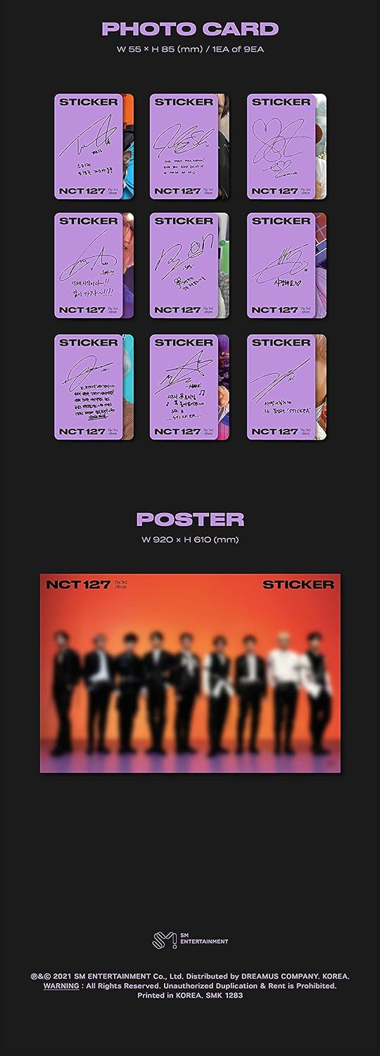 S.M NCT 127 - Sticker [Sticker ver.] Album+Extra Photocards Set
