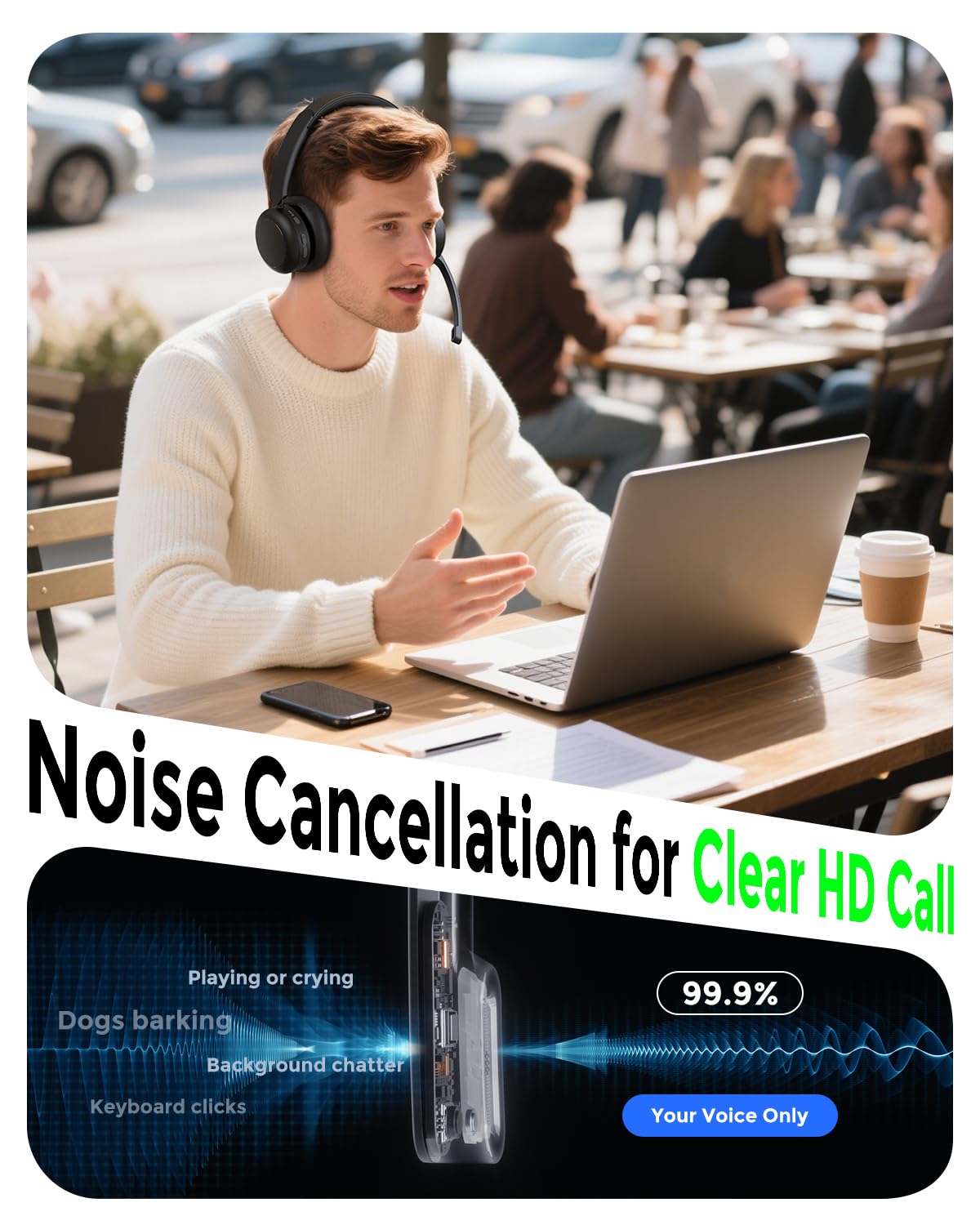 Bluetooth Headset Wireless Mic for Work - Dettaglio