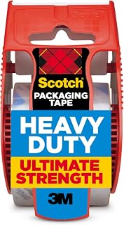 Scotch Heavy Duty Packing Tape with Dispenser - 1.88" x 27.7 yd Clear Shipping Tape for Boxes, Industrial Strength Adhesive