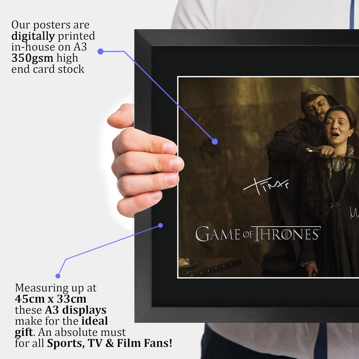 HWC Trading Game of Thrones Scene 4 Gifts Printed Signed Autograph Picture for TV Memorabilia Fans - 16" x 12" Framed