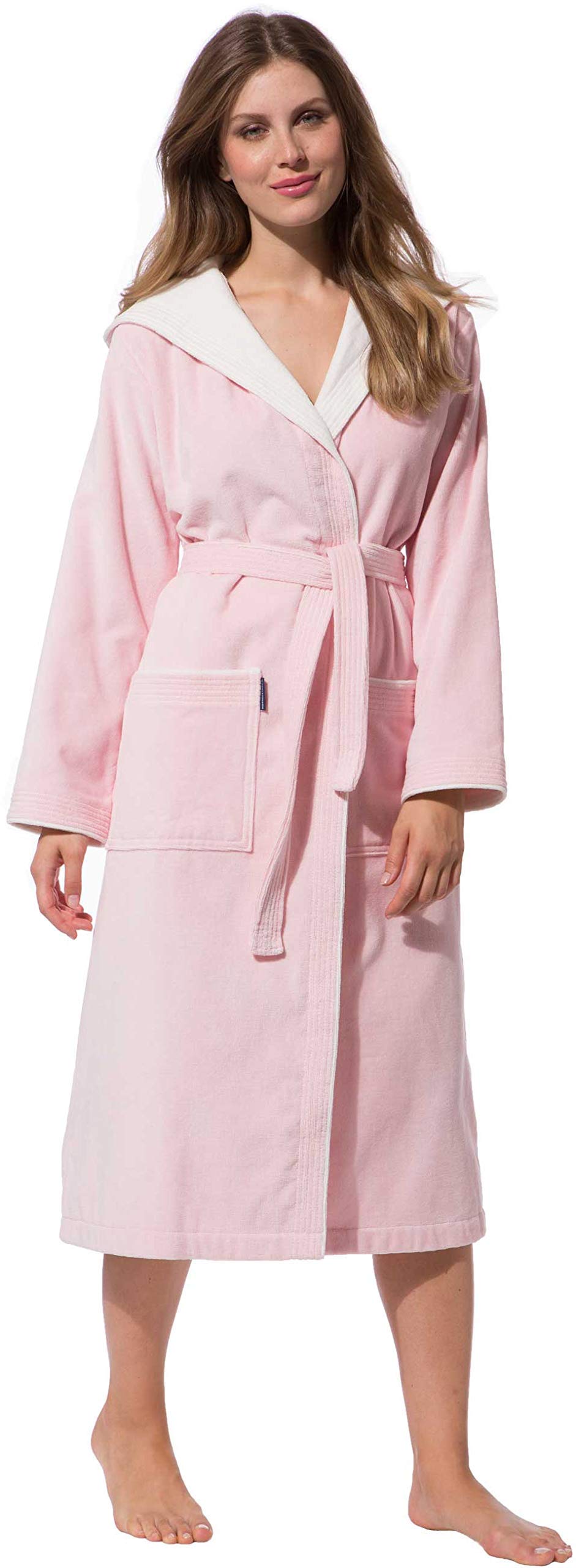Morgenstern Accappatoio Donna con Cappuccio - Vestaglia da Bagno Lunga in Cotone