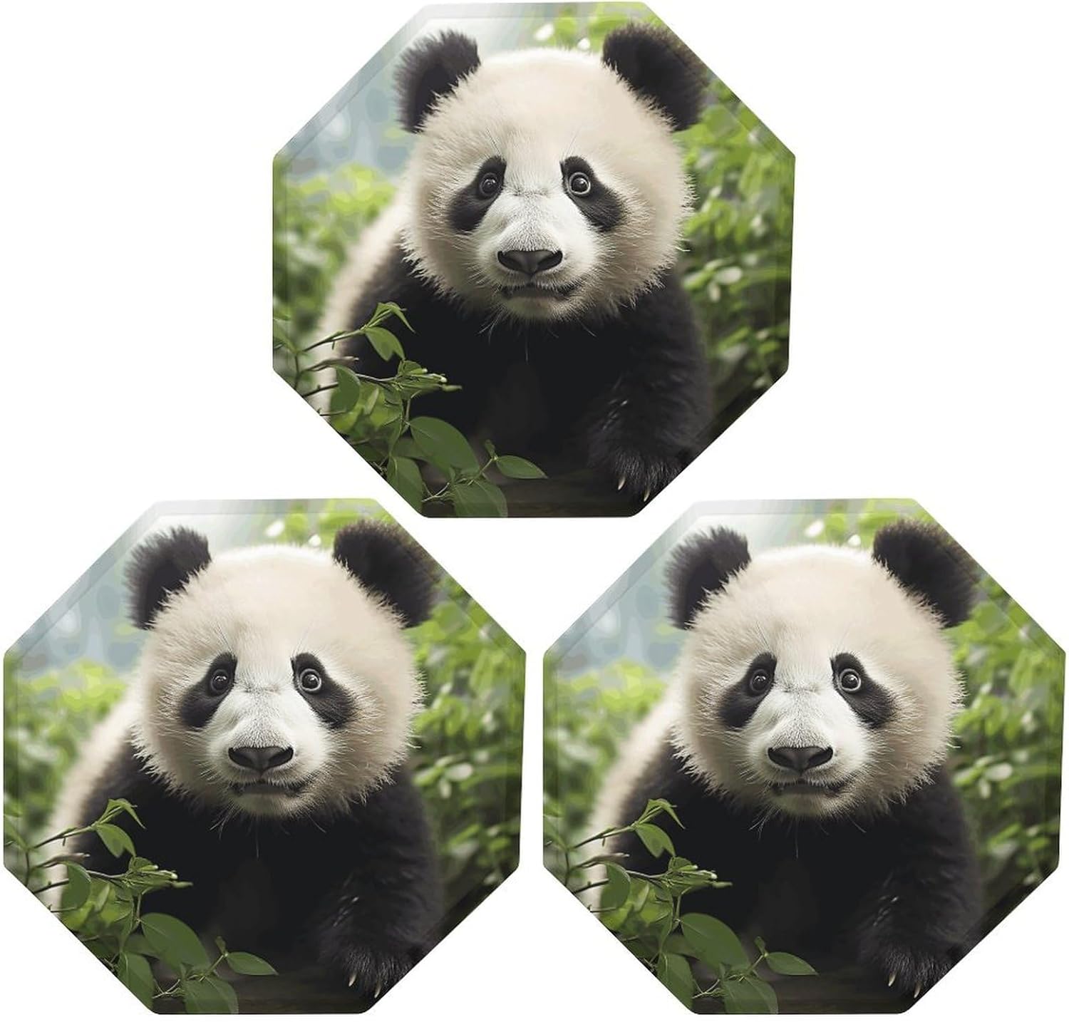 Ctagon Metal Sign for Home, Modern Display Plate for Kitchen, Cute Panda Bear Plates Accent Hanging Wall Decorations 3PCS for Living Room, Bedroom, Hallway, Hotel