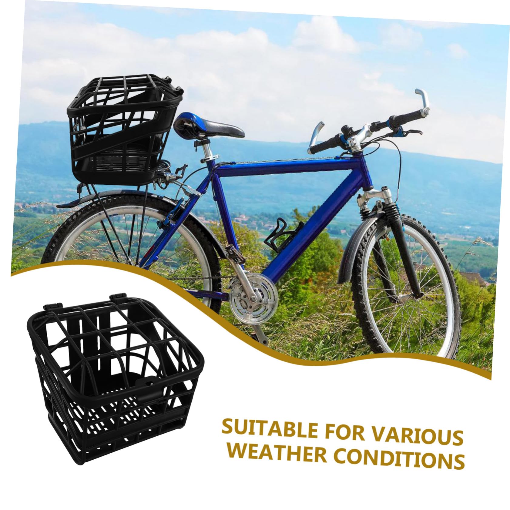 Mipcase Cesta para Bicicleta Infantil Plástica con Tapa Ligera y Estable Accesorio Delantero Desmontable para Bicis Plegables y Eléctricas para Compras y Paseos al Aire