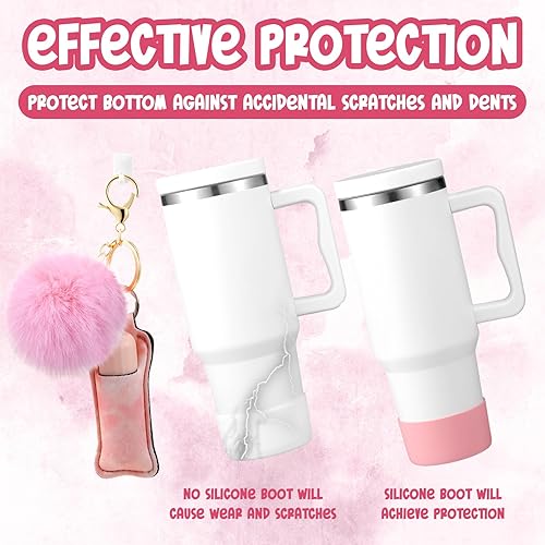 Miniatura 4 de Yoande Juego de 3 fundas de silicona para botella de agua, funda protectora para botella de agua, mini ganchos, bolsa para lápiz labial, llavero con