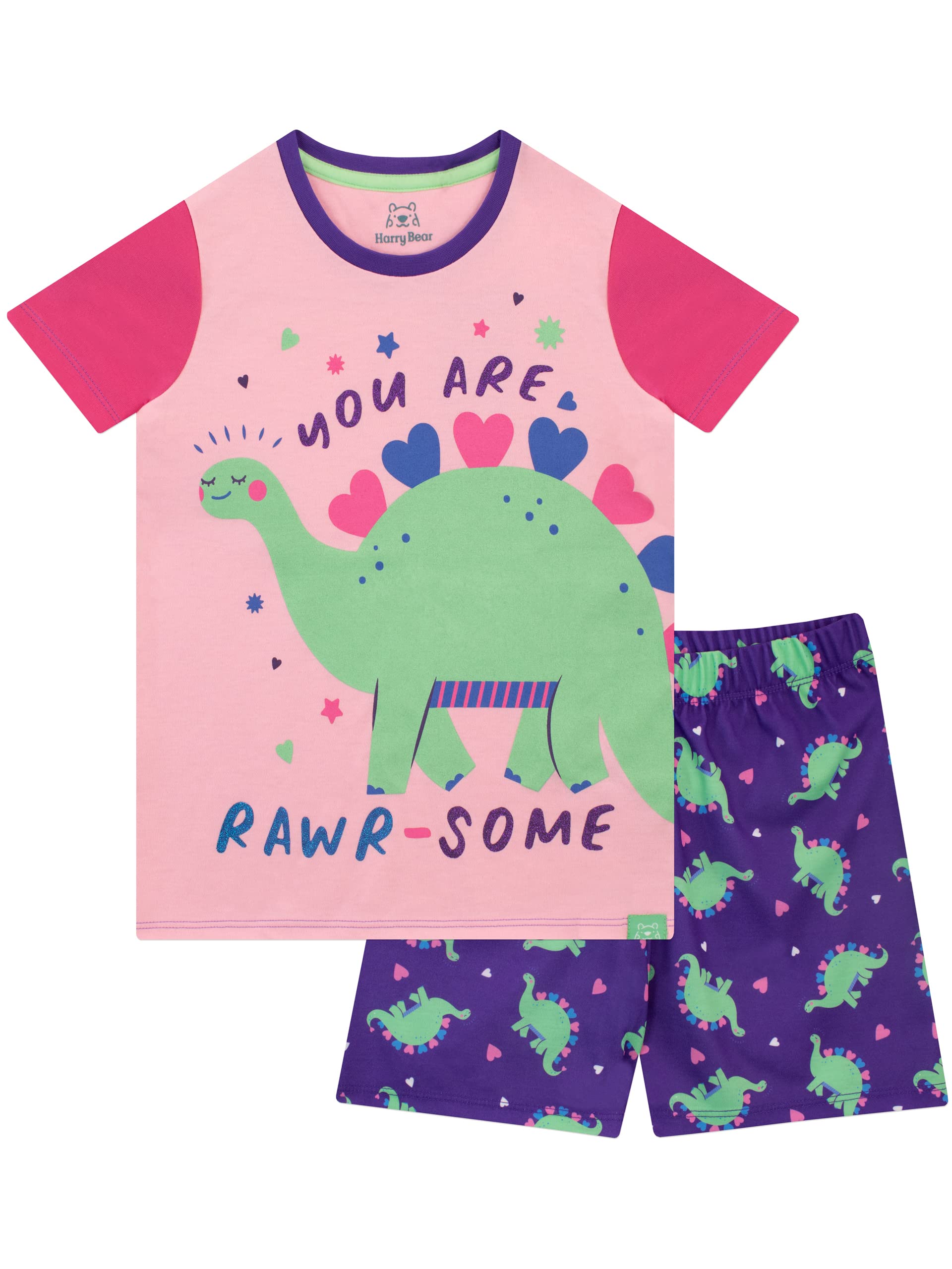 Harry Bear Girls Multicoloured Short Pyjamas Dinosaur 18-24 Months