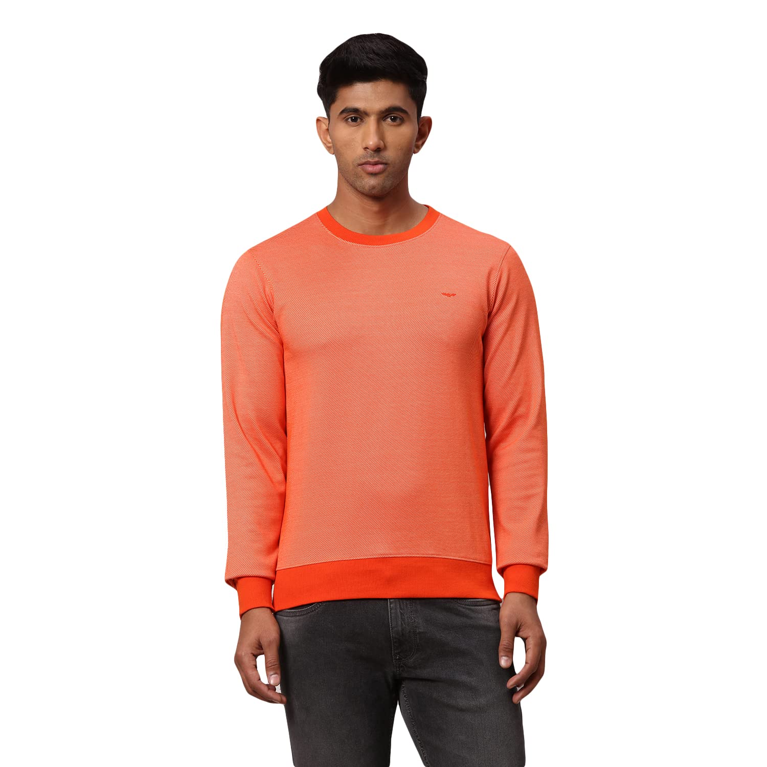 park avenue Men's Slim Fit Cotton Blend Hood Collar Regular Neck Two Tone Pattern Full Sleeve Casual Sweatshirt-picture-29