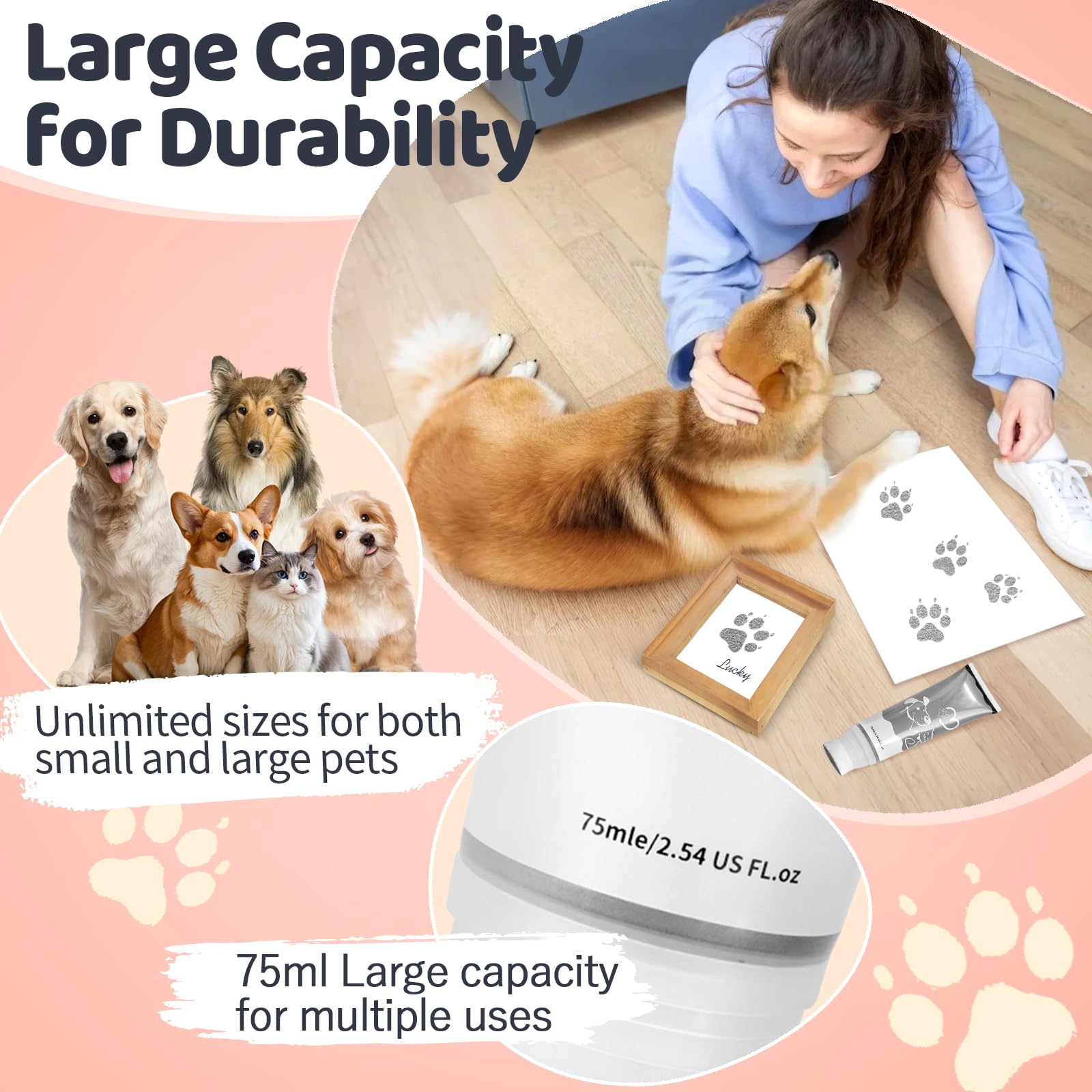 Nabance 75ml Dog Paw Print Kit, Pet Paw Print Kit, Cat Paw Print Kit with Sponge Attachment, Easy to Colour&Clean - Image 4