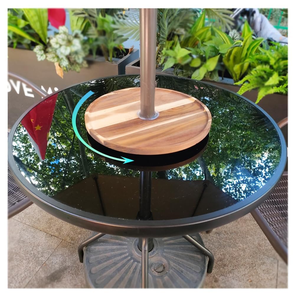 lazy susan for outdoor patio table with umbrella hole SARANICE Turntable Organizer Umbrella Table,Round Wood Rotating Tray for Countertop Picnic Dining Desk Table,360 Degree Rotation,13in Diameter,Wooden Patio, Lawn & Garden Hiking Backpacks Cheap Backpacks ERP making it ideal for Color:Nite Glow - 305