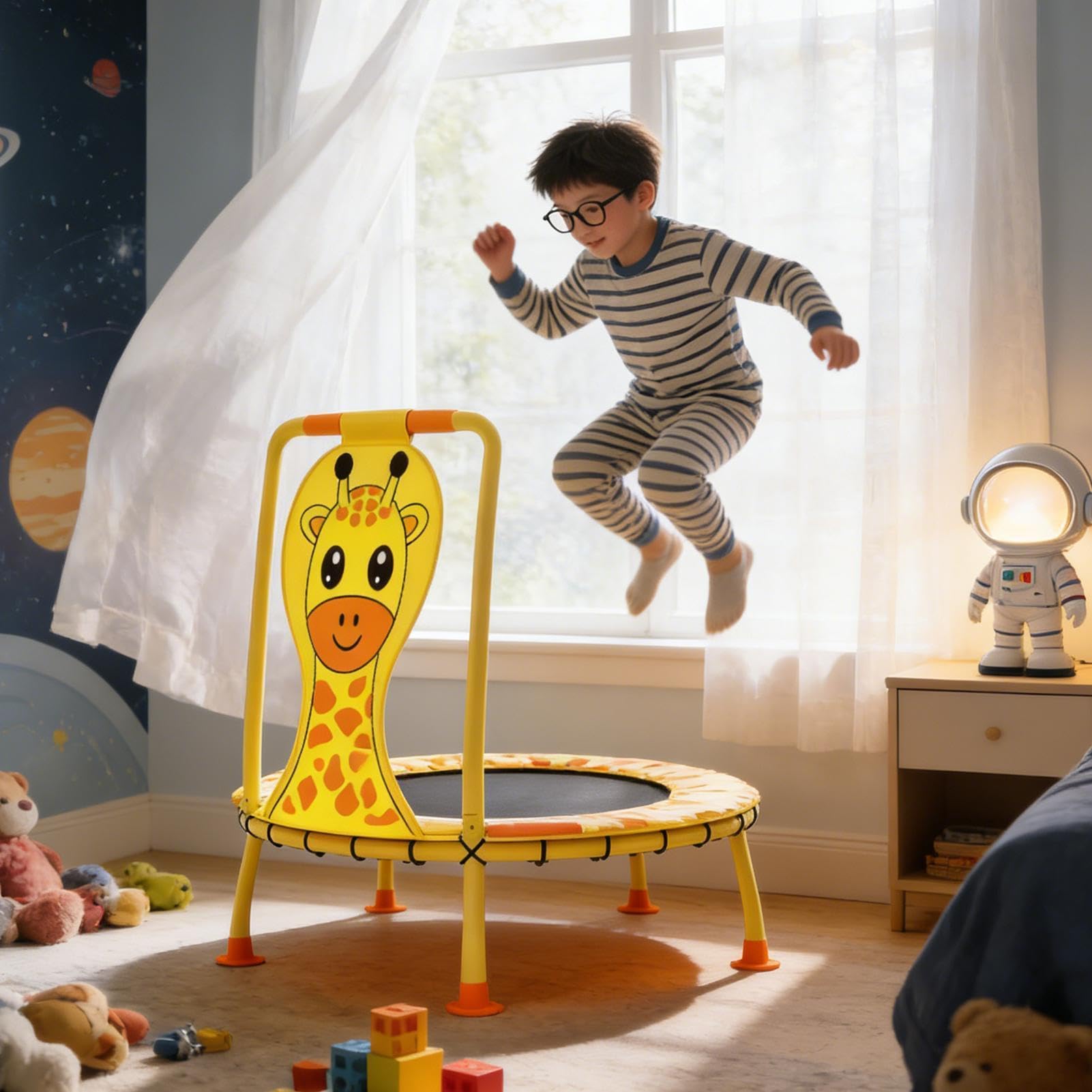 Kindertrampolin – 39 Zoll Safe Fitness Rebounder | Stahl Active Jumping Toy – 5050 g verzinkter Rahmen mit langlebigem PP Cloth, perfekt für 1-6 Jahre alte Mädchen Enjoying Backyard Training.