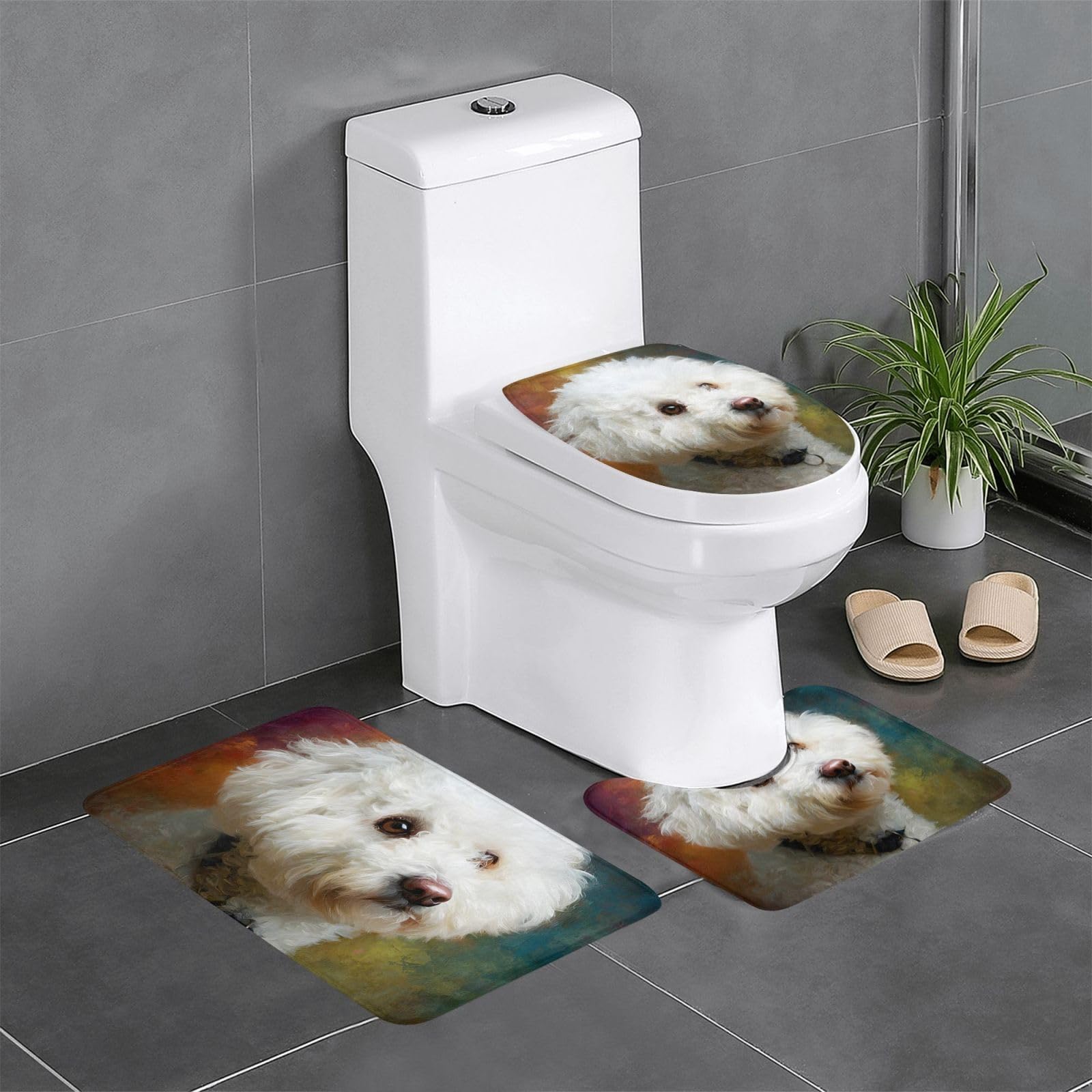 Tapis de salle de bain antidérapant Bichon Frisé pour une décoration de sol douce et cosy