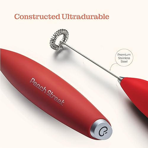 Miniatura 6 de Potente espumador de leche de mano, mini espumador de leche, funciona con pilas (no incluida), mezclador de bebidas de acero inoxidable para café,