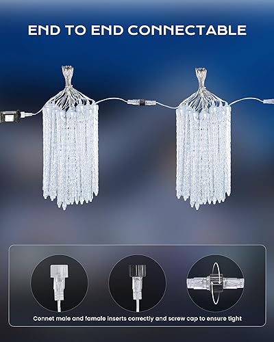 Miniatura 6 de Brightown Luces de carámbano de lluvia de meteoritos de Navidad para exteriores, paquete de 2 unidades en total de 40 pies con 40 tubos grandes,