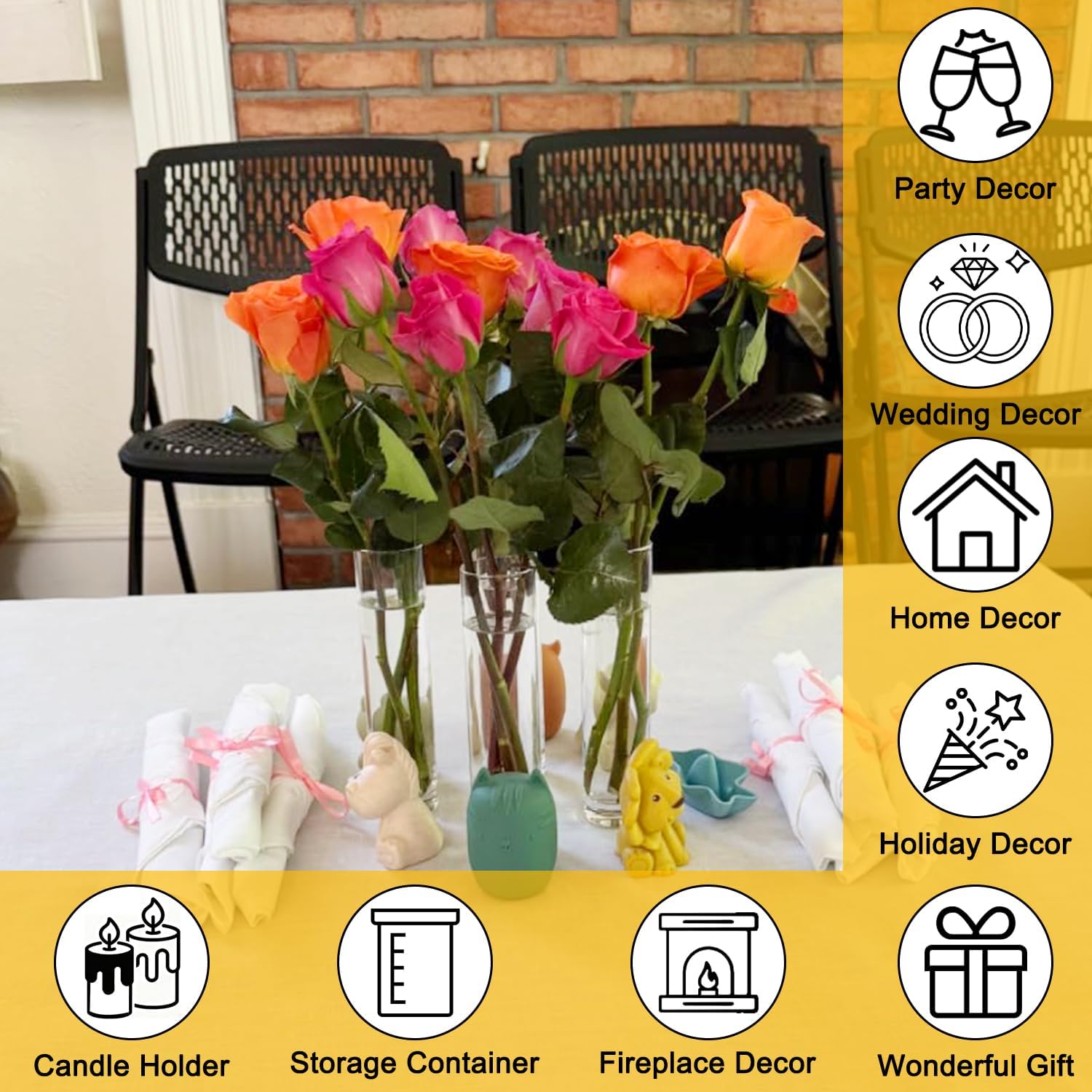 12 Pack 7 Inch Glass Cylinder Bud Vases for Centerpieces Clear Slim Flower Vases Tall Glass Cylinder Vase Small Vase for Single Rose Vases Bulk, Home Aesthetic Desk Decor - Image 7