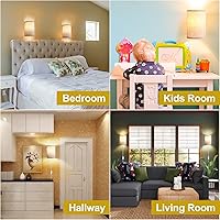 Vista 3 de AVV Juego de dos apliques de pared, lámpara de pared enchufable con interruptor de encendido/apagado, 2700K 4000K 5000K seleccionables, luces