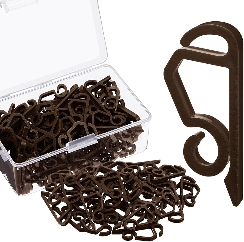 Marsui 240 Pieces Christmas Light Clips Outdoor Gutter Hooks,Coffee | Plastic Weatherproof Hangers, Outside Fence Hooks, Suitable for Xmas Halloween Roof Tree Hanging Seasonal String Light