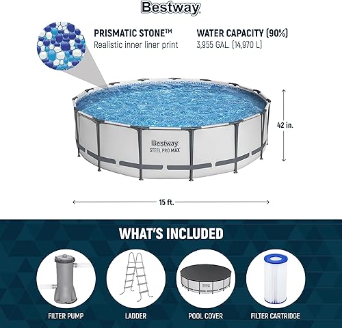 Miniatura 3 de Piscina Bestway Steel Pro sobre suelo, Azul