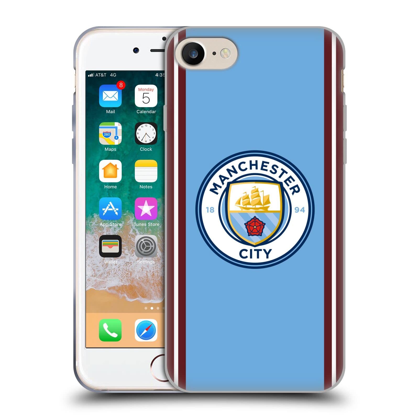 Head Case DesignsOfficially Licensed Manchester City Man City FC Home 2022/23 Badge Kit Soft Gel Case Compatible with Apple iPhone 7/8 / SE 2020 & 2022