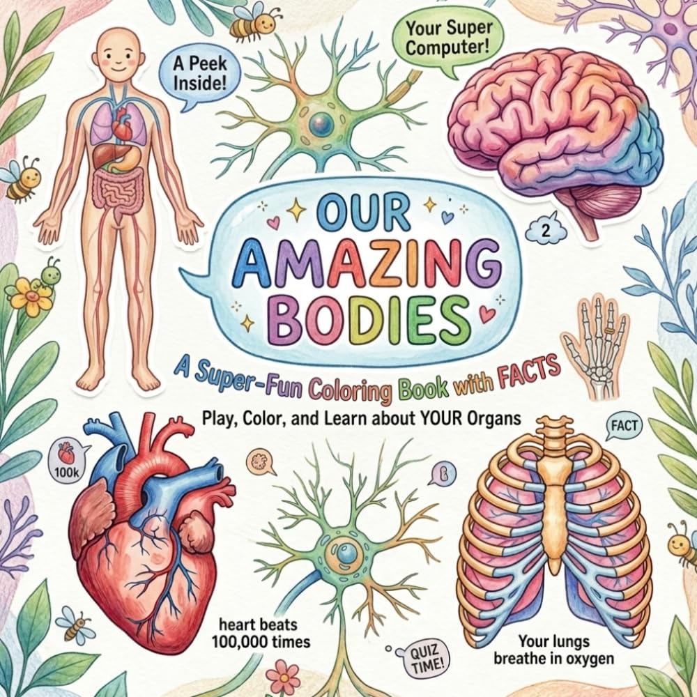 Human Anatomy Coloring Book for Toddlers: Human Body Learning Coloring Book with Simple Bold Pages, Fun Facts and Easy Activities for Kids Ages 2-5
