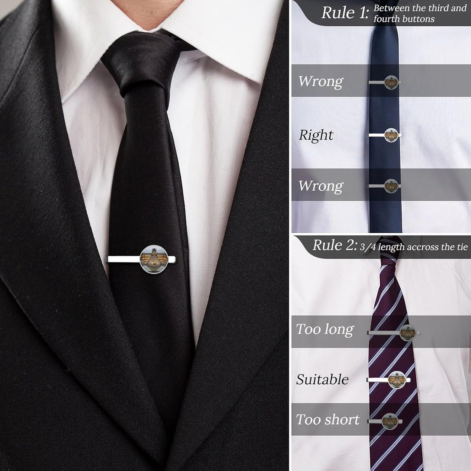 Louvre Museum in Paris Tie Clip Tie Bar Tie Clips for Men image 4