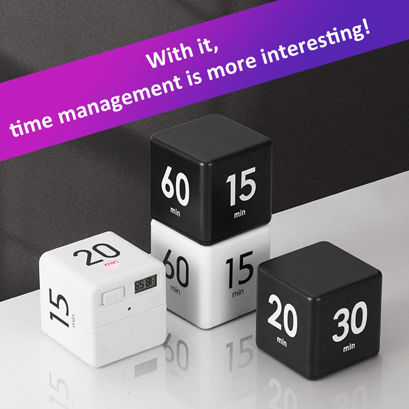 Feilifan Cube Timer, Kitchen Timer Child Timer Exercise Timer Gravity