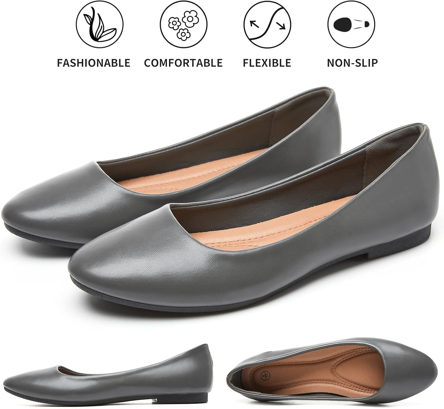 Hash Bubbie Women's Flats Shoes Ballet Flats Dress Shoes Comfortable PU Leather Slip on Shoes for Women - Image 6