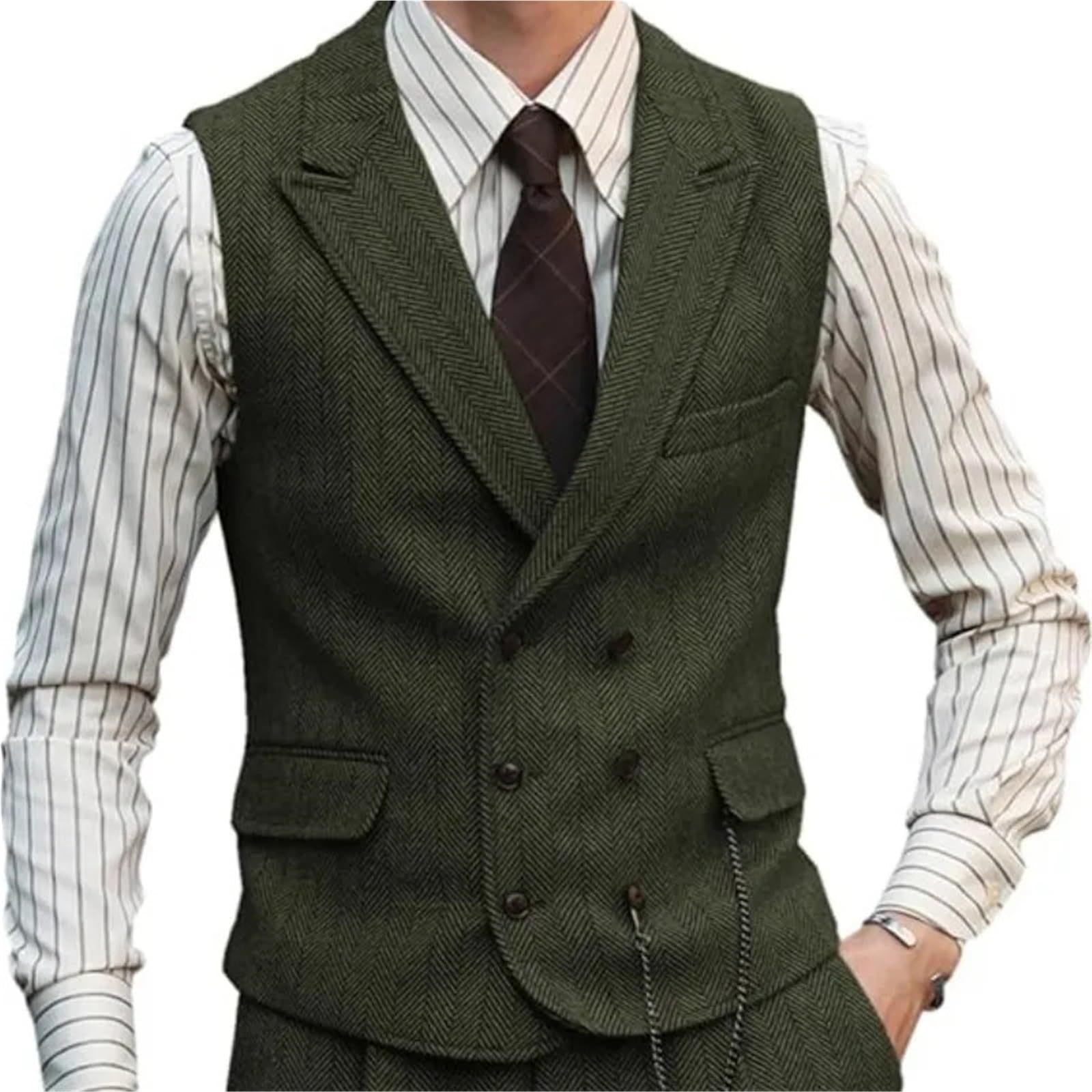 Gilet da uomo in pelle scamosciata marrone lavoro vintage regolare slim banchetto Per matrimoni, eventi aziendali