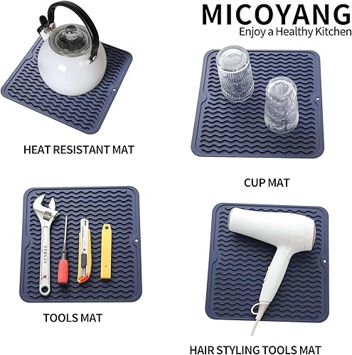 Miniatura 615 de Tapete de silicona para secado de platos para múltiples usos, fácil de limpiar, ecológico, resistente al calor, tapete de silicona para encimera