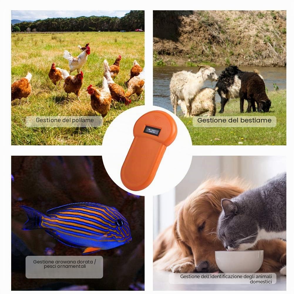 Lettore di animali RFID LCD ISO ID Chip Lettore di animali Scanner RFID per animali domestici con microchip per cani