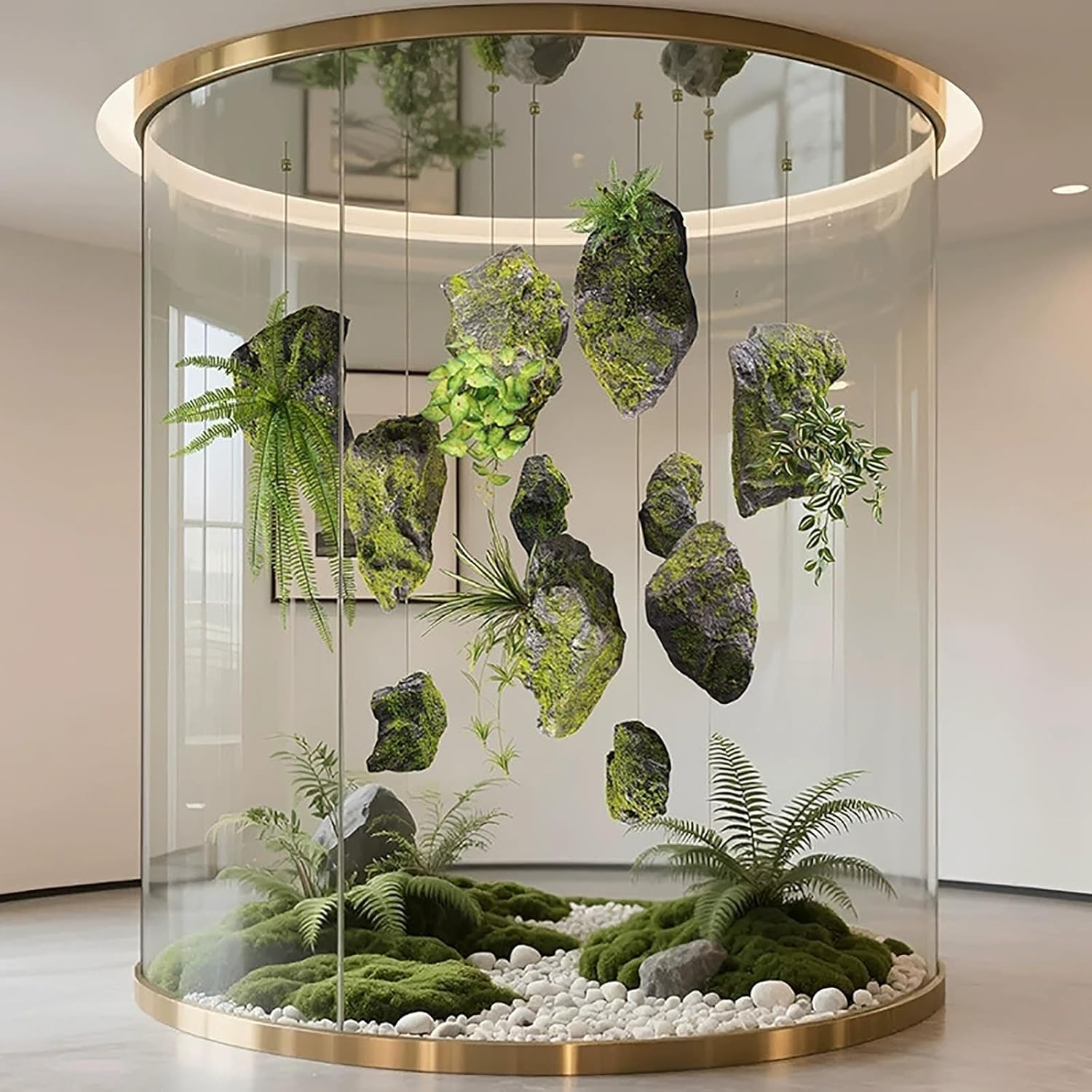 苔付きフェイクロック, 3D人工岩 装飾用, 自宅・庭・店舗・イベントディスプレイに適用(15.7x11x7.4in/40x28x1