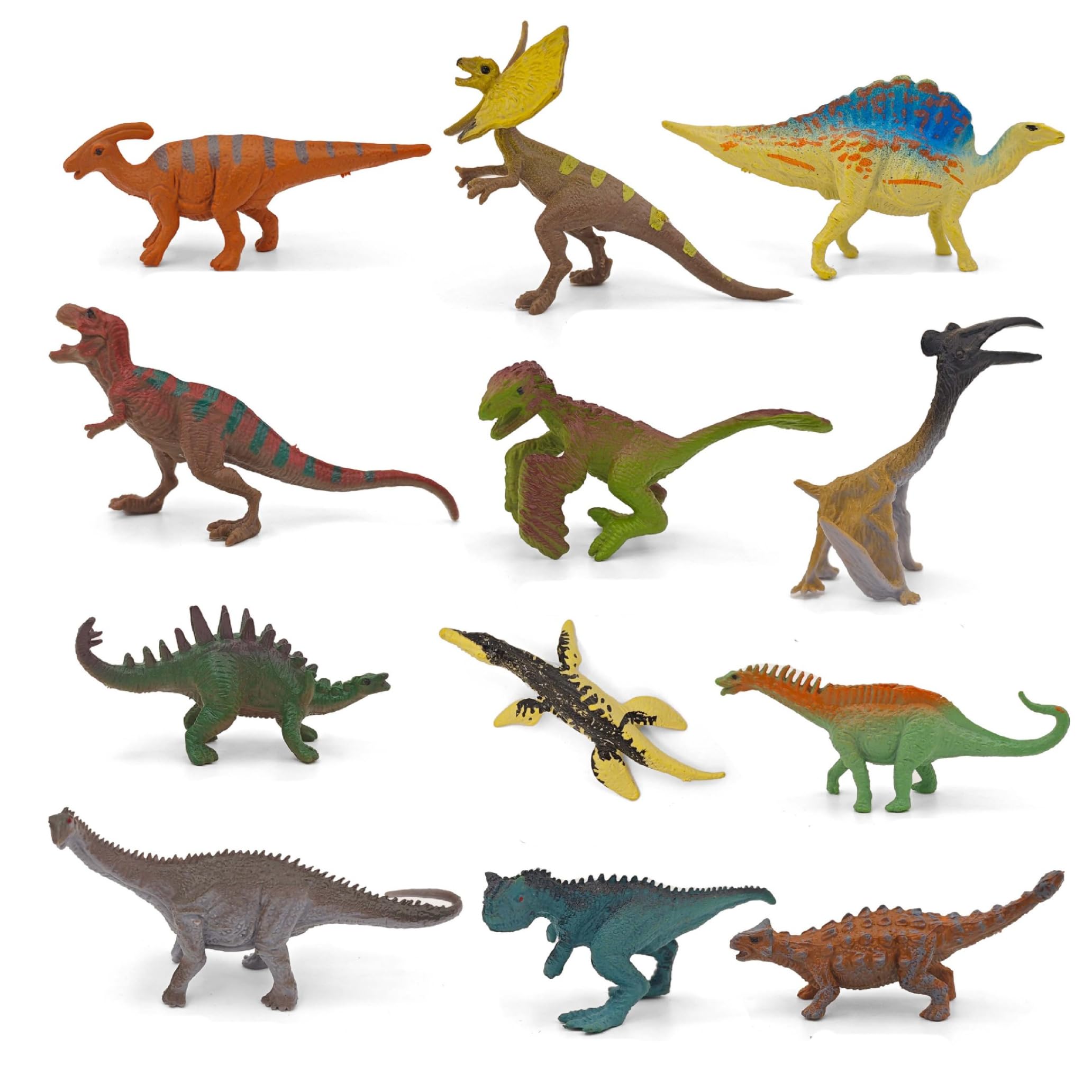 12Pcs Realistic Dinosaur Toys Plastic Small Dinosaur Figures for Boys Girls Dinosaurs Toy Set for Birthday Party Favors Cake Toppers Sensory Play Educational Pretend Play for Toddlers Age 3+