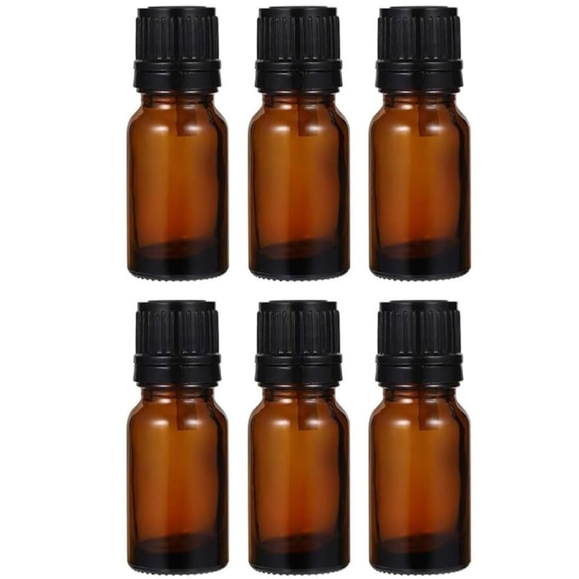 Amber Glass Bottles with Euro Dropper | 10ml Round Empty Bottles with Black Cap | Refillable for Essential Oils and DIY Perfumes (Set of 6)-image-18