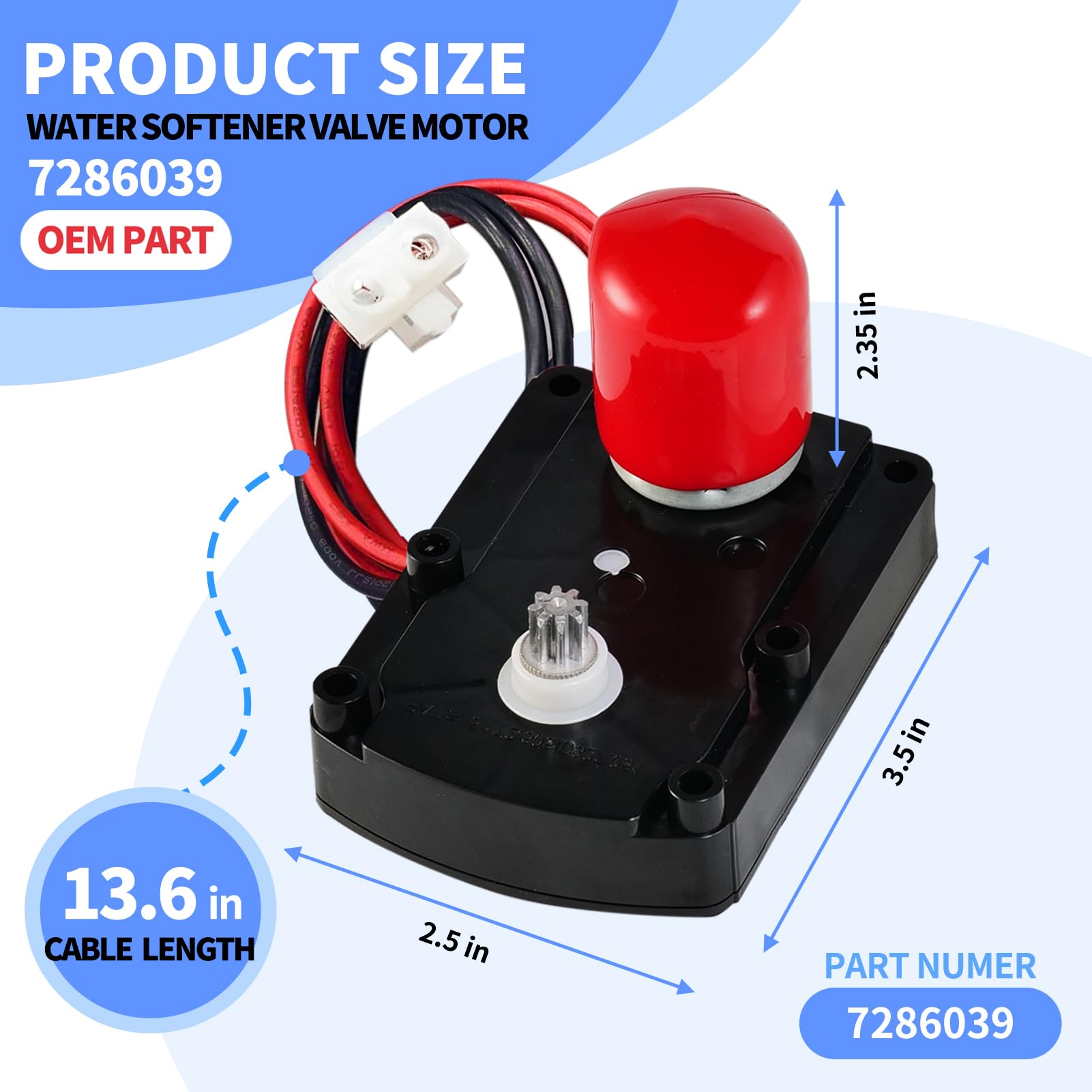 Hnemix Water Softener valve motor- Part # 7286039 7281291 7384691 WS26X10021?Water Softener Motor With Screws?Motor Control Switch Replacement