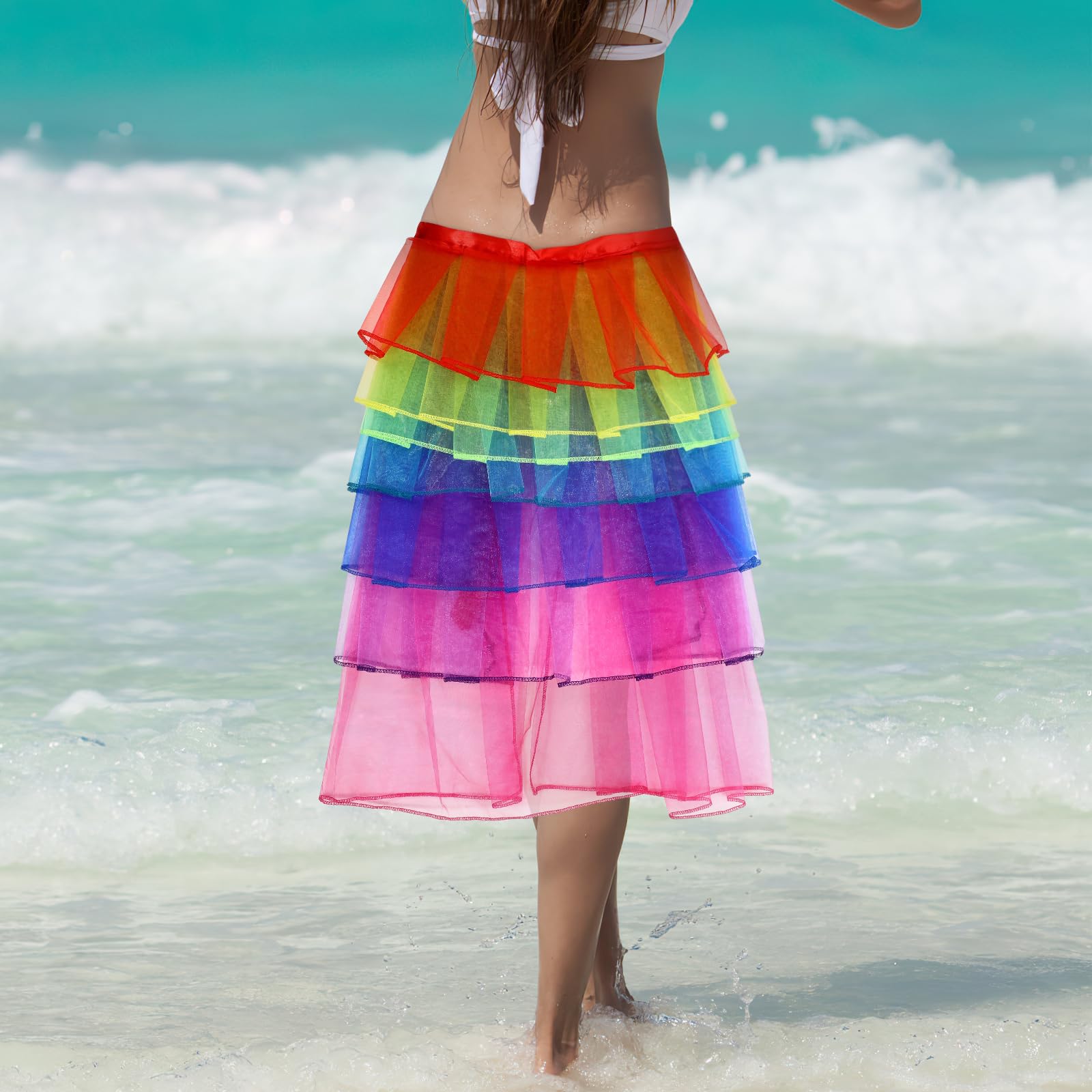 Lurrose Regenbogen Tüllrock Damen Damen Tutu Rock Blasen Tutu Rock Petticoat Unterrock Tutu Röcke Ballett Tüllrock Damen Für Kostüm Cosplay Abschlussball Mardi Gras