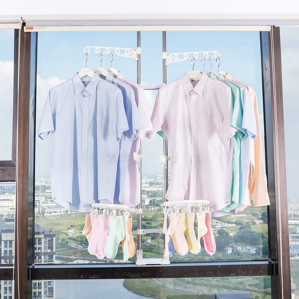 Baoyouni Adjustable Clothes Drying Rack Indoor Windowsill Laundry