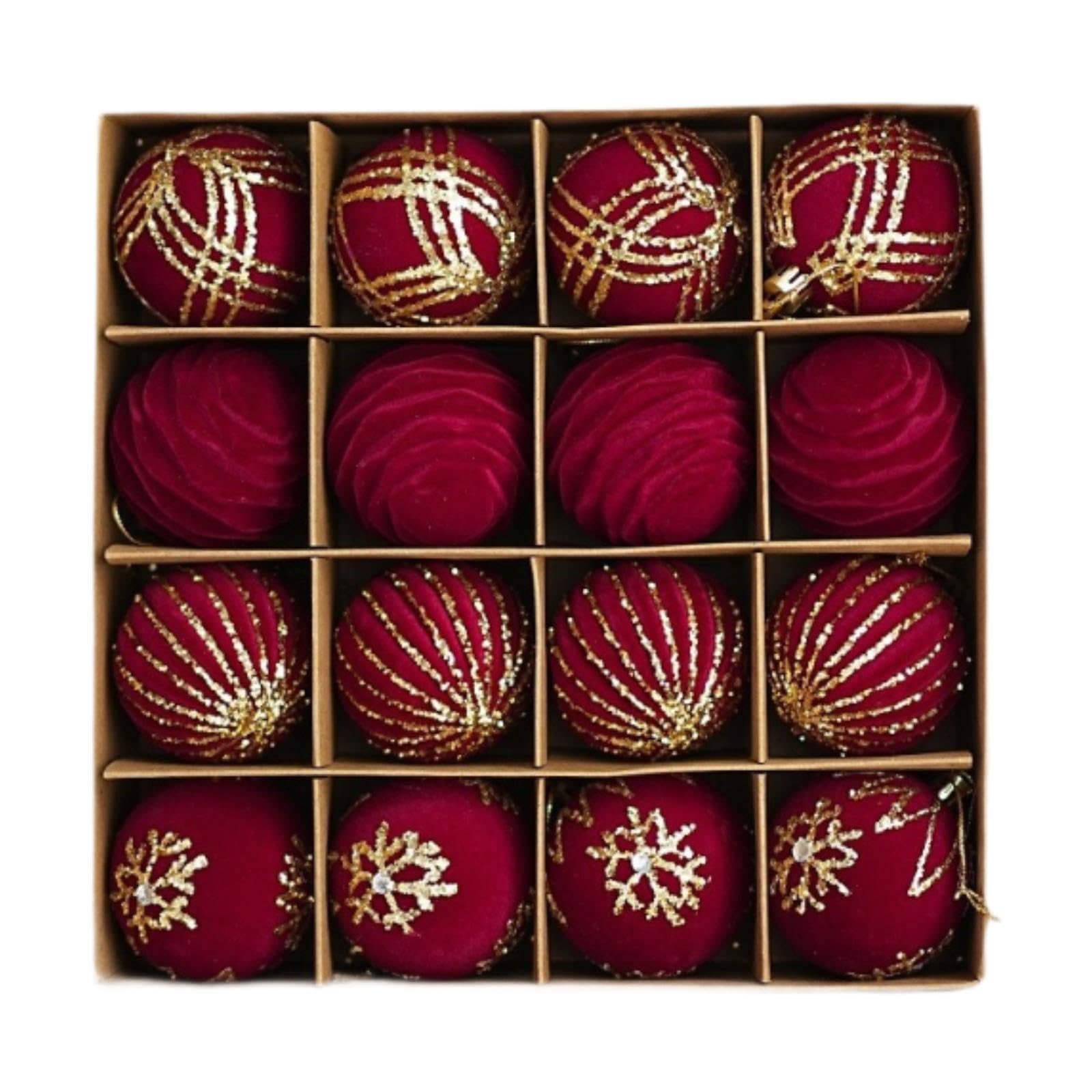 Boules de Noël arbre décoratives incassables 16 pièces rouge fête maison