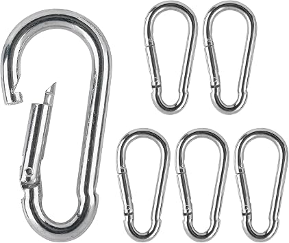 M8 Spring Snap Hook Carabiner Keychain, 3.1", 396lb Capacity, 6-Pack | 304 stainless steel, rust resistant, for Bowflex & home gym equipment, 396lb max capacity, quick connect for ropes & chains