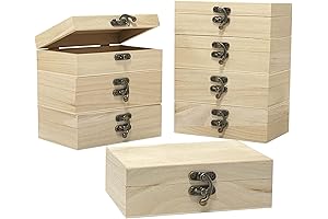 Craft Bulk Pack of 8 Unfinished Wooden Boxes for Crafts, Small Keepsake or Jewelry Boxes