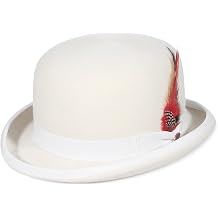 GEMVIE Men's Bowler Derby Hat 100% Wool Bowler Hats for Men with Feather Black Derby Hat Satin Lined
