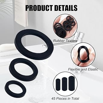 45pcs Rubber Washers Assorted, 1/2 Inch, 3/4 Inch Shower Hose Sealing Rings
