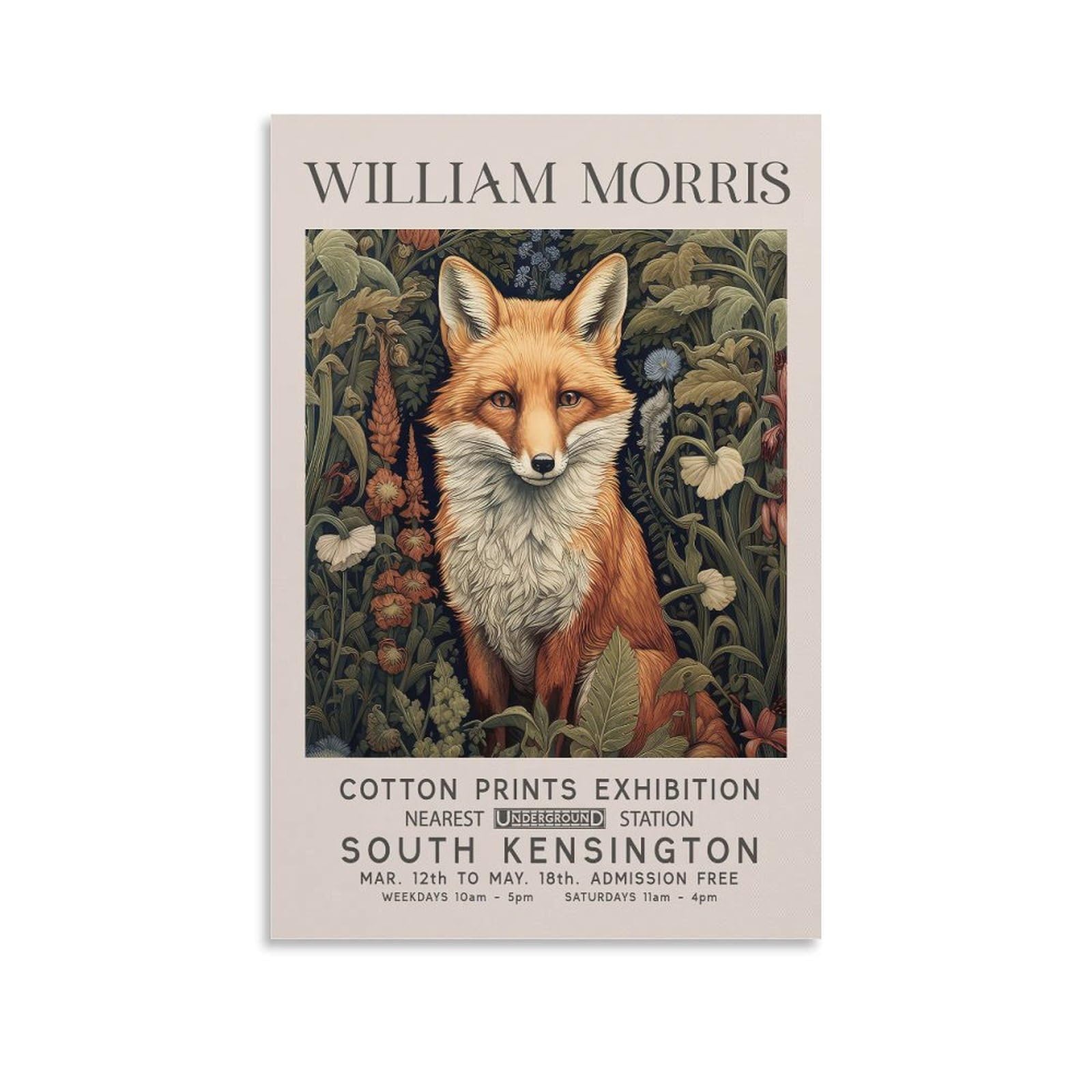 William Morris Vintage Fox Flower Plant Posters & Prints Canvas Wall Room Decor Aesthetic School Supplies Paintings 16x24inch(40x60cm)