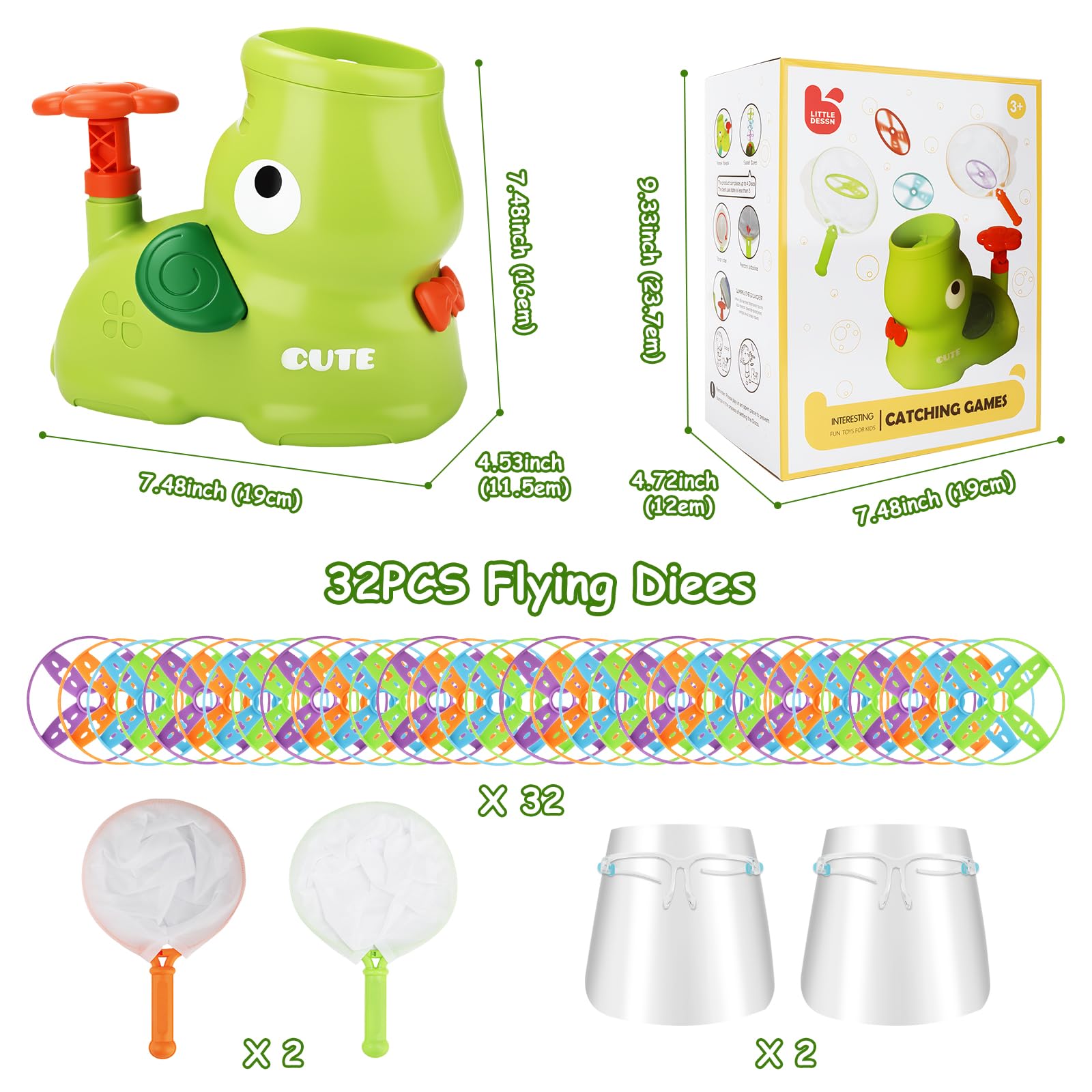 Juguetes Niños 2-8 Años,Juguetes de Hélice de Exterior, Juguete de Lanzador de Disco Volador,Lanzador de Discos Voladores,Disco Volador para Niños Regalo Niño 3-8 Años
