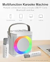MUMUWIND Hordozható Karaoke Rendszer 2 Mikrofonnal, Bluetooth Karaoke Szett LED Fényekkel 4