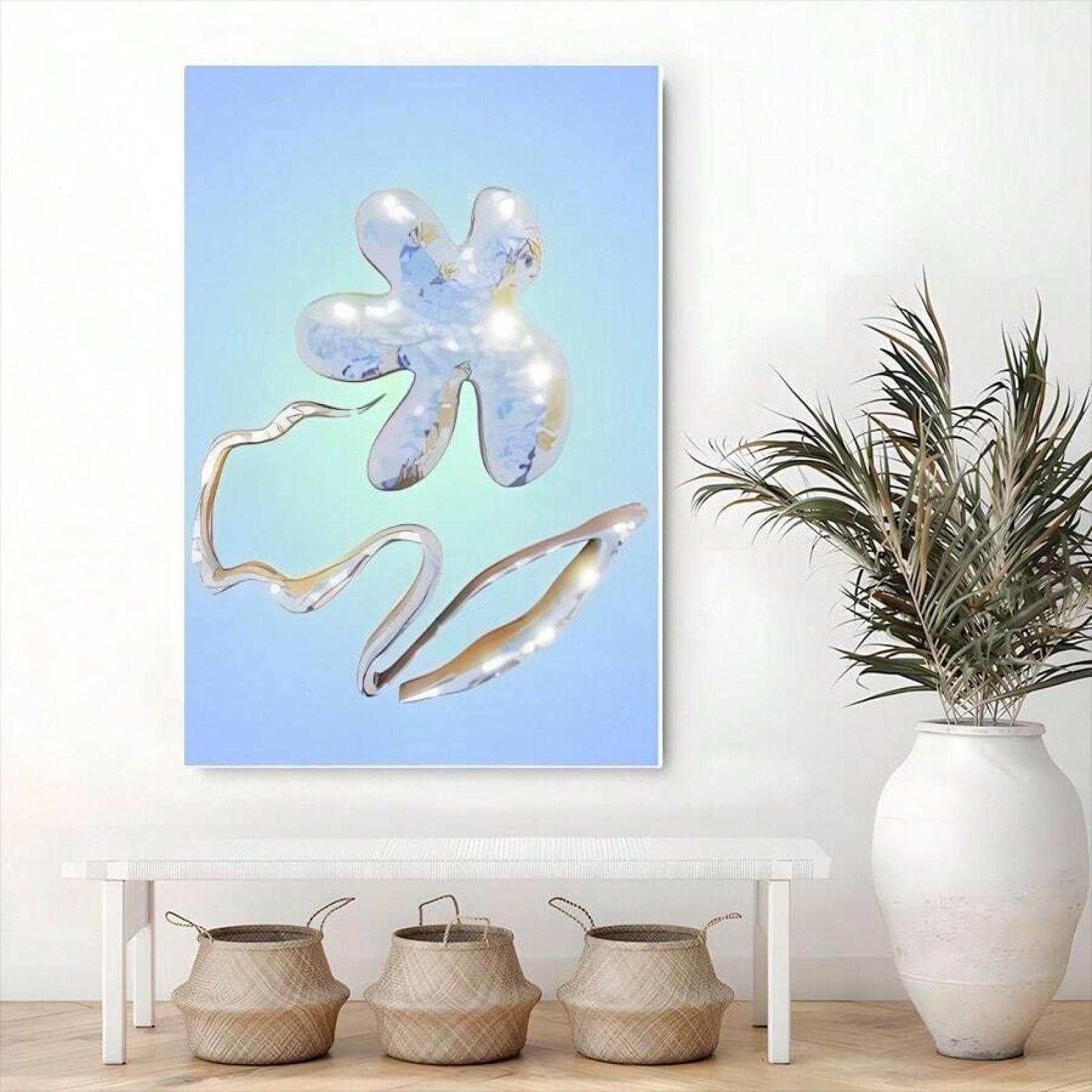 XINBAO Galería Estética Arte de Pared Azul - Impresiones en Lienzo, Póster, Decoración de Pared para el Hogar, Pósteres e Impresiones para Sala de Estar, Dormitorio, 30x45cm con Marco