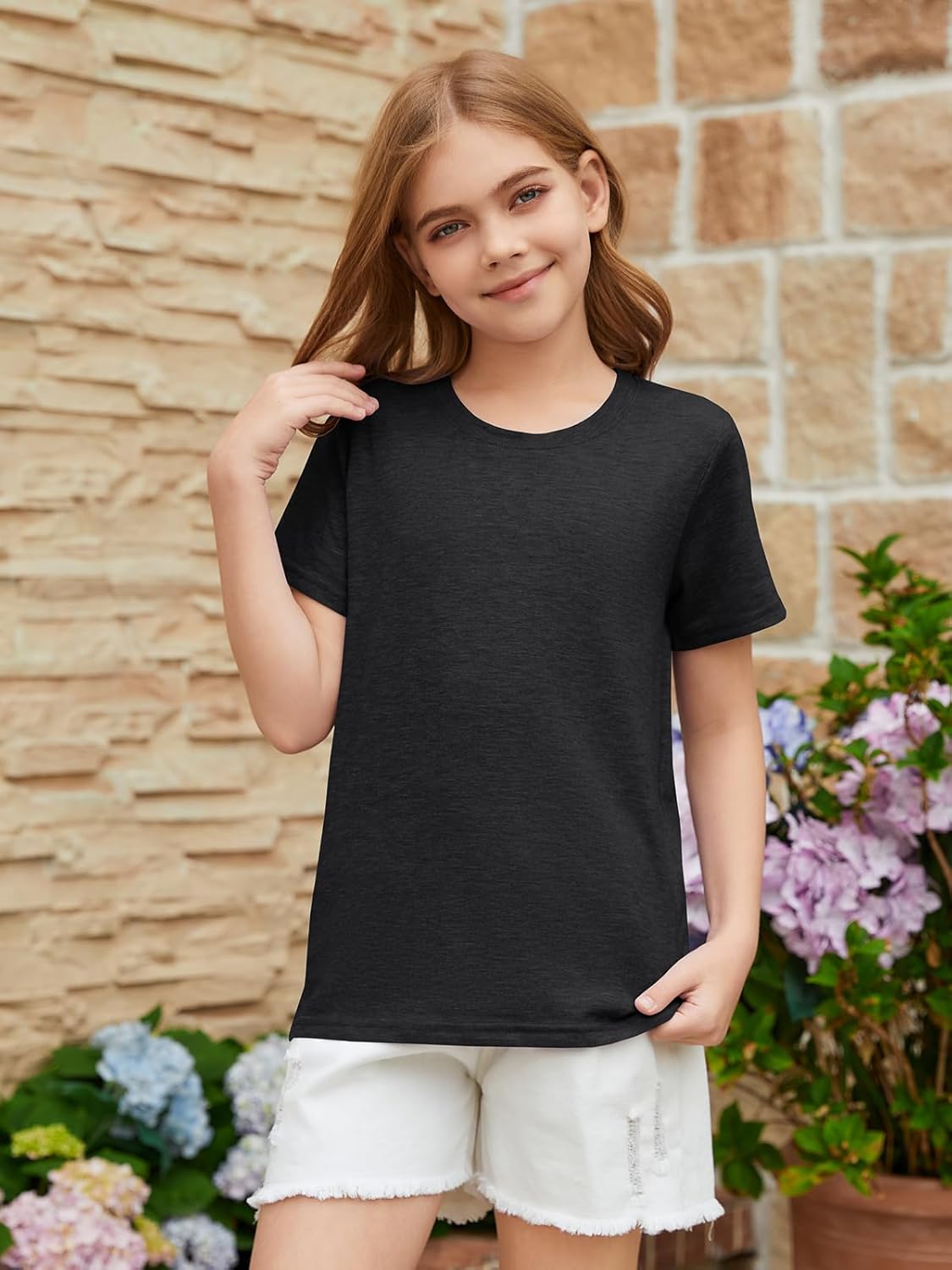 ZDC Girls Short Sleeve Shirts Kids Crewneck Soft T-Shirts Summer Tees 5-14 Years - Image 4