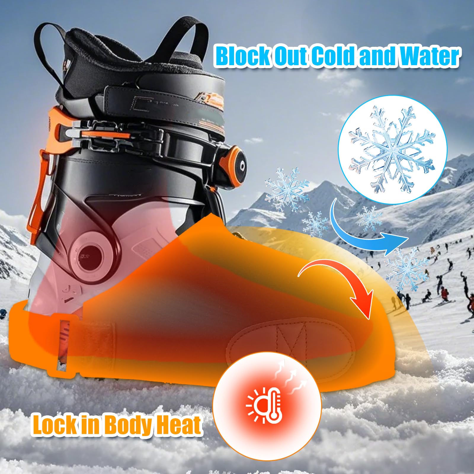 Tryly 2 pares de fundas para botas de esquí, fundas para botas de esquí de invierno para calidez, fundas para zapatos de esquí para nieve, mantiene tus pies secos y calientes para esquiadores,