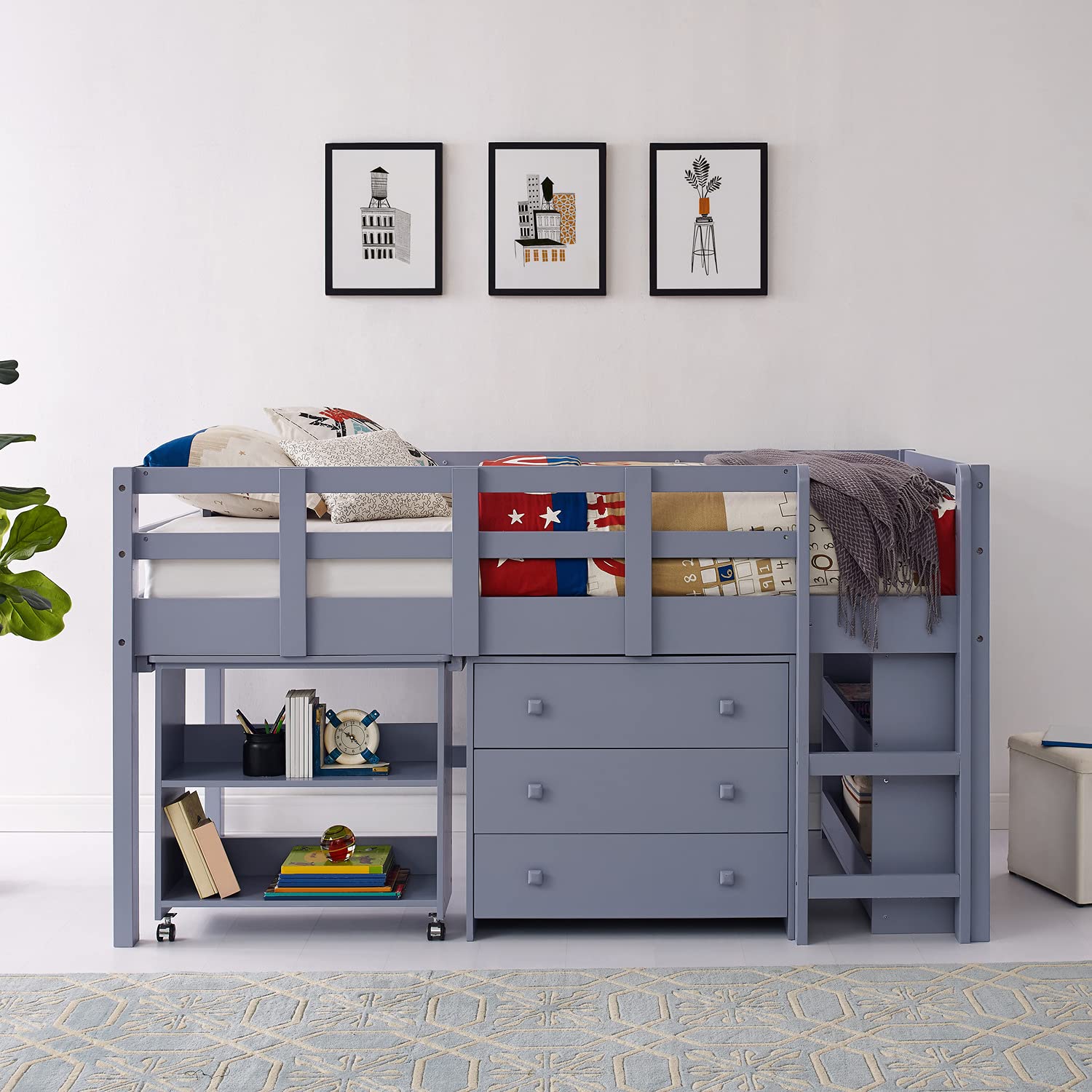 Buy Twin Size Loft Bed with Desk Low Study Kids Twin Loft Bed with Desk