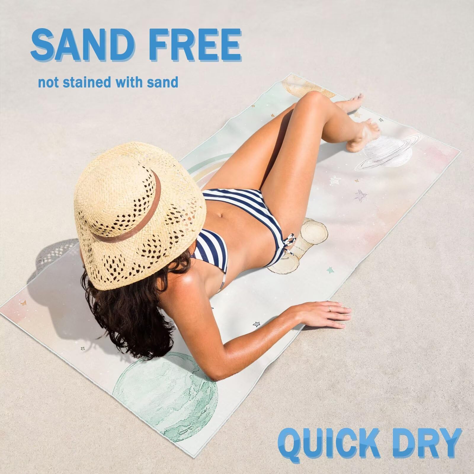 2-pak bardzo dużych 75 x 150 cm uroczy szybkoschnący ręcznik z mikrofibry bez piasku i plażowy, lekki podróżny, kompaktowy ręcznik kempingowy z torbą do przechowywania, super chłonny, dla kobiet