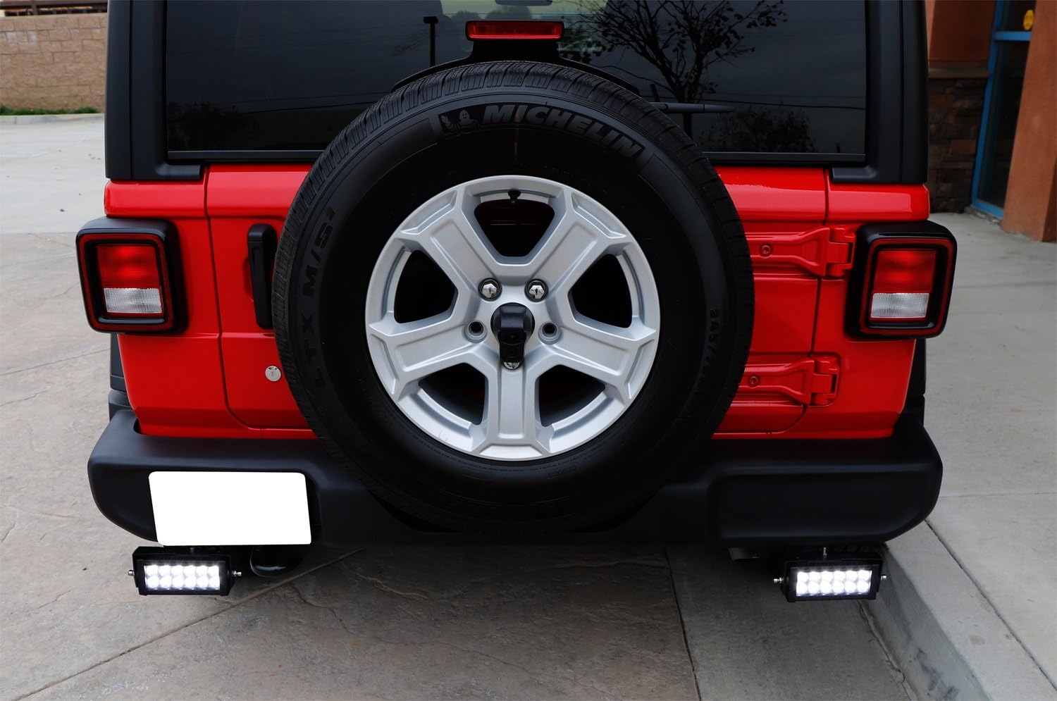 iJDMTOY Rear Bumper Mount Searchlight Reverse LED Light Bar Compatible with Jeep 2007-up Wrangler JK & JL, Includes (2) 36W High Power LED Lightbars, Bumper Frame Mount Brackets, On/Off Switch Wiring