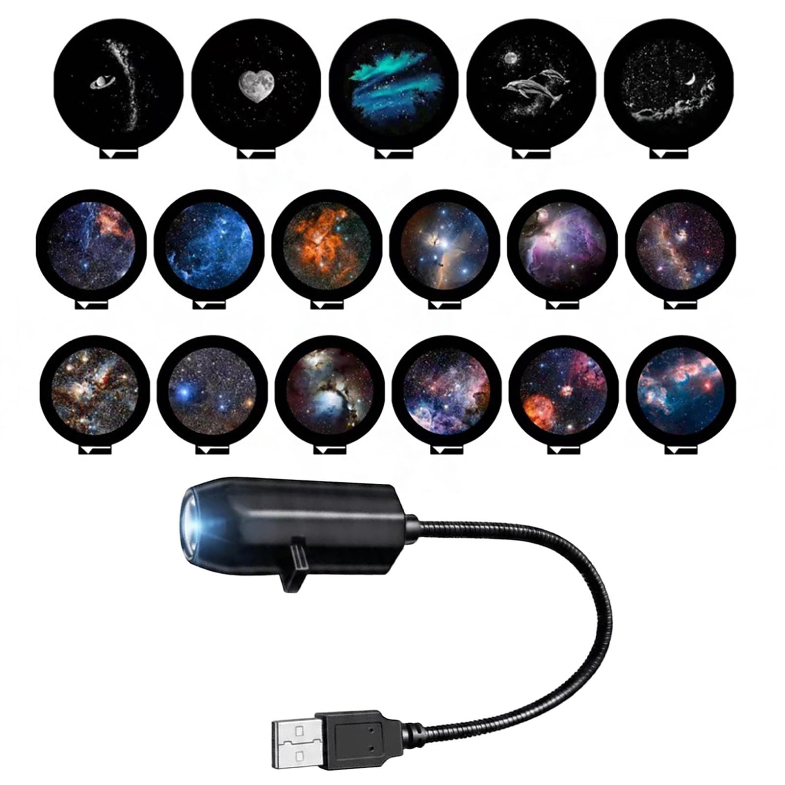 Galaxy Projector Light, Dreamy LED Projector Lamp, 360° Rotatable Star Night Light, USB Powered Holographic Projector, Novelty Ceiling Light for Party Bedroom Car Decor, Kids Gifts (E 17PC) — image 1