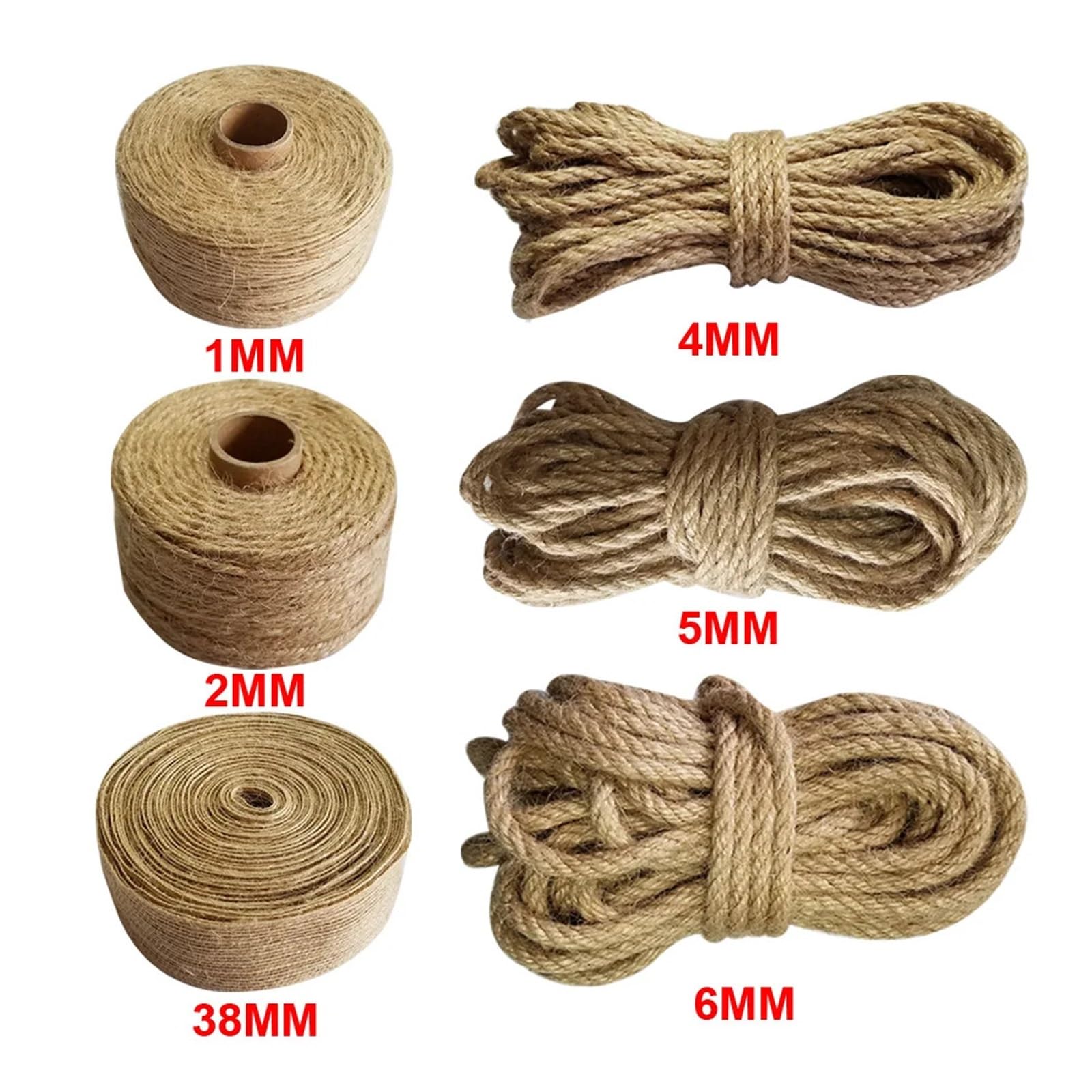 Natürliche Jutefäden 1mm-38mm Seilschnur Makramee-Schnüre for Dekoration handgefertigt DIY(2mm 150m)